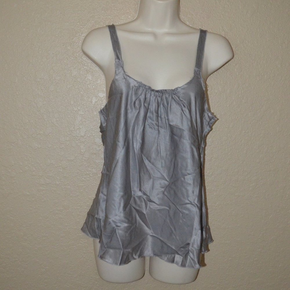 NWT $184 Sz M Brazeau Tricot Gray Silk Strap Cami Camisole